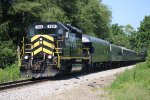 SD40 3084 leads an excursion toward Edon with NKP 765 on the other end 